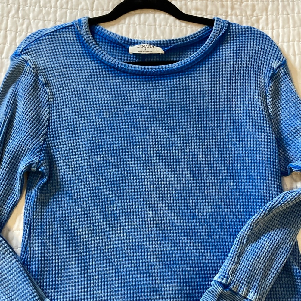 Mineral Wash Waffle Knit Top Zenana